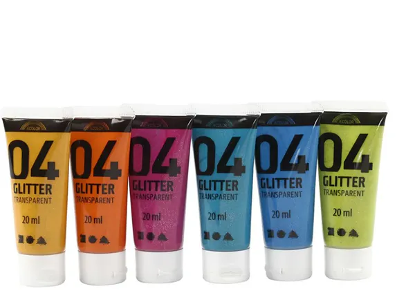 Hovedbilde Akrylmaling med glittereffekt 6pk