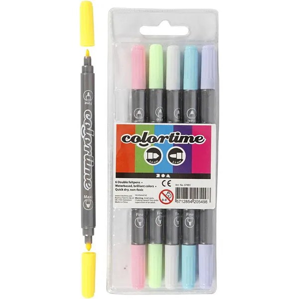 Hovedbilde Dobbelttusj i pastell farger, 6pk